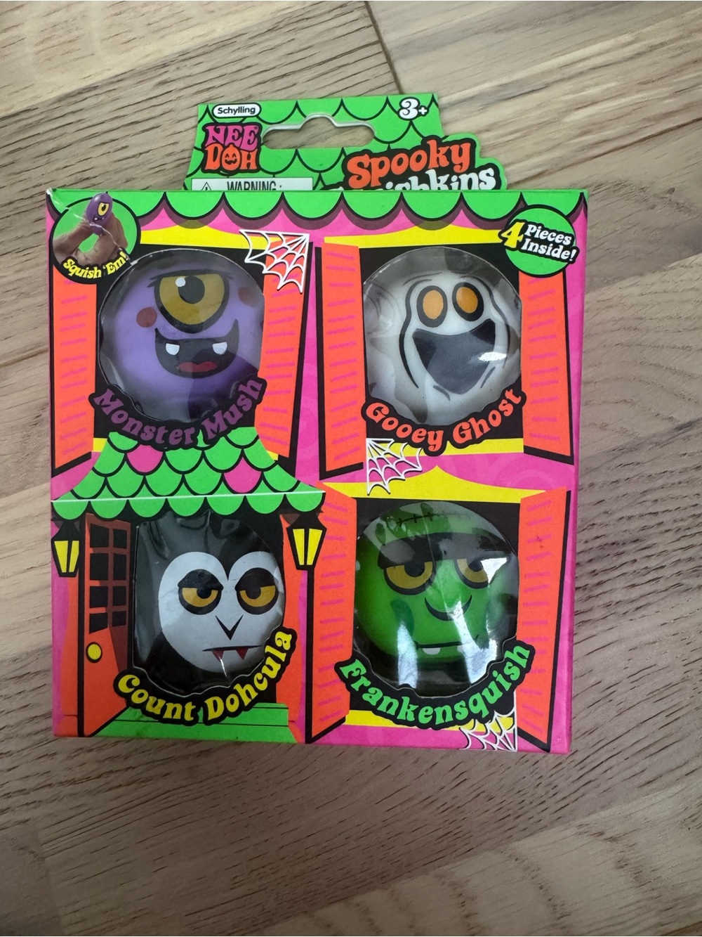 Needoh Spooky Squishkins Halloween Pet Toy Set - Green, Purple, White, Black